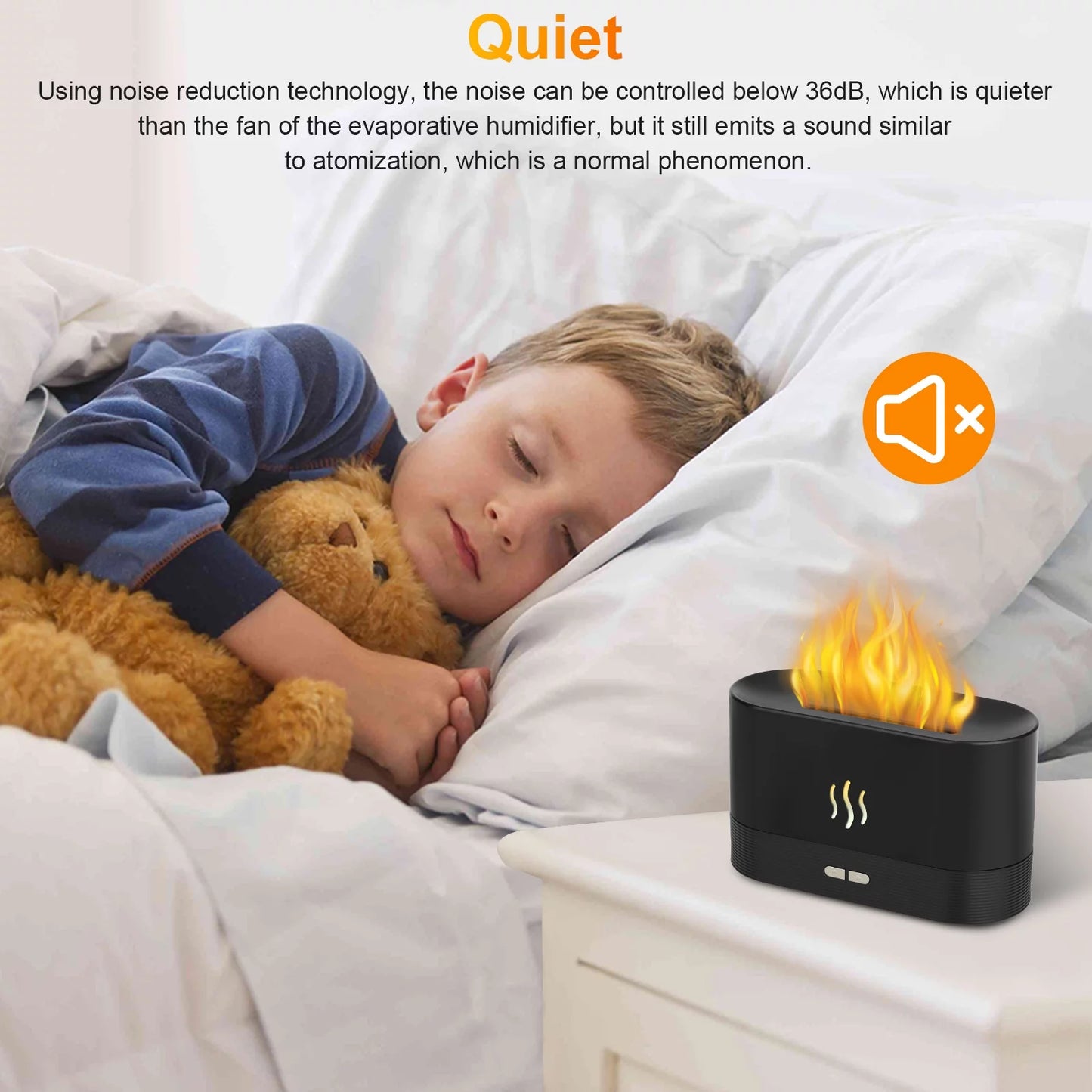 180Ml Air Diffuse Essential Oil Humidifier, Aroma Mist Diffuser with Fire 7 Color Change LED Light for Office Room